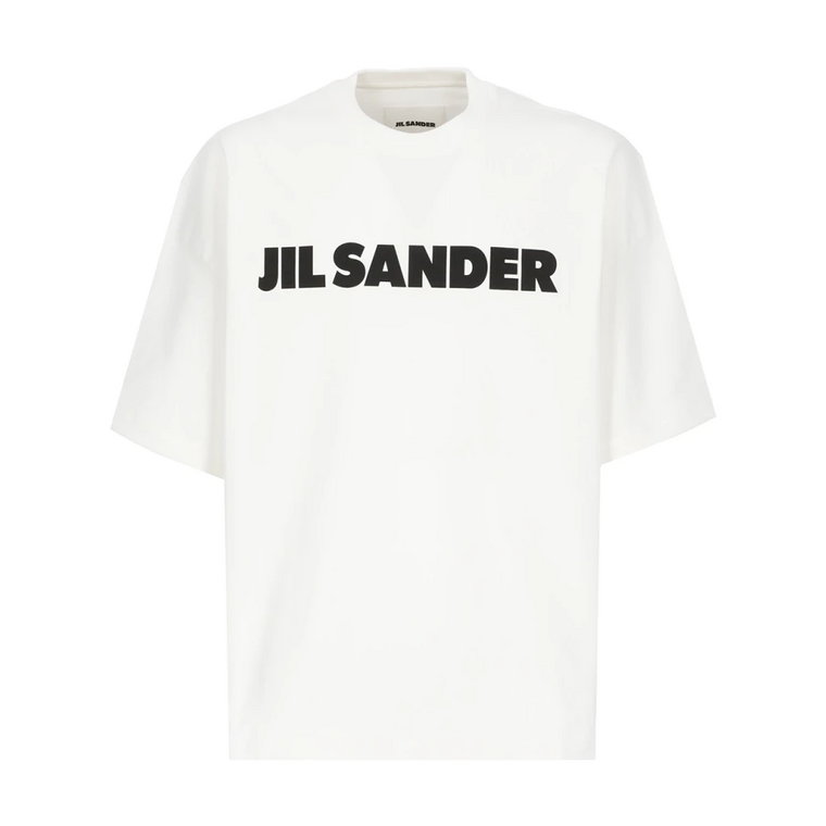 Biała Bawełniana Koszulka z Logo Jil Sander