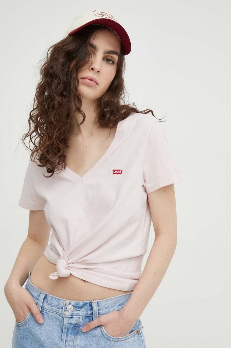 Levi's t-shirt bawełniany damski kolor różowy