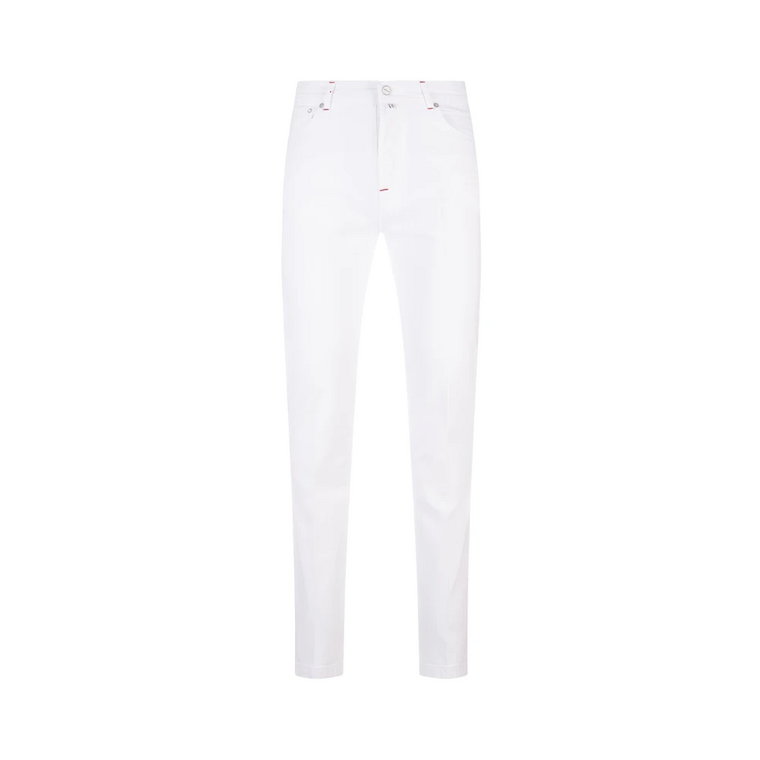 Białe jeansy z prostymi nogawkami dla mężczyzn Kiton