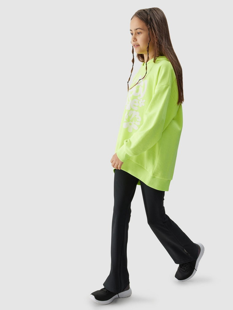 Bluza dresowa nierozpinana z kapturem dziewczęca - zielona