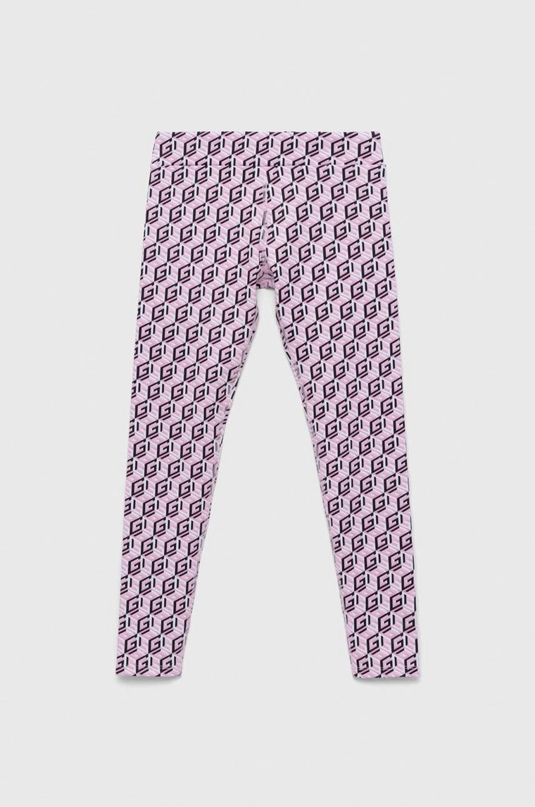 Guess legginsy dziecięce kolor różowy wzorzyste