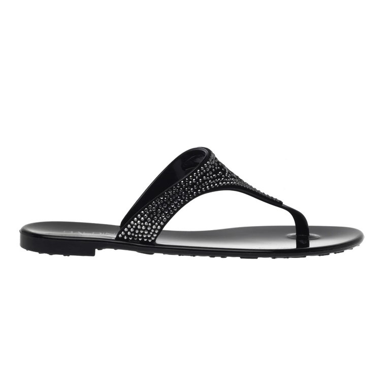 Black rubber thong sandals Baldinini