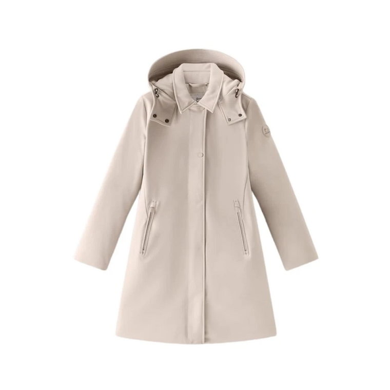 Tech Softshell Brązowy Płaszcz Trench Woolrich