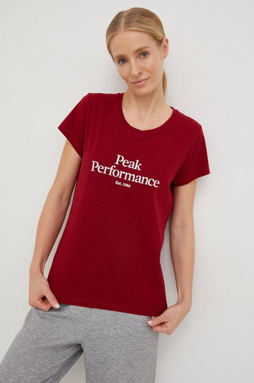 Peak Performance t-shirt bawełniany kolor bordowy