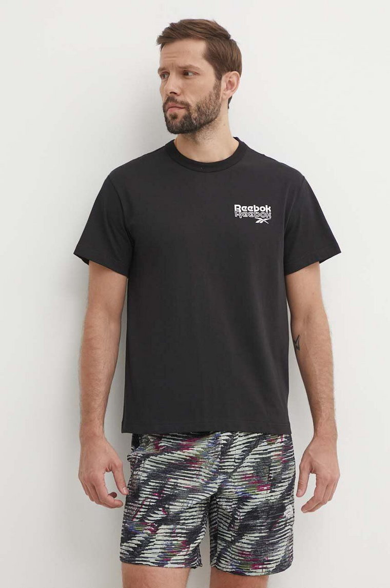 Reebok t-shirt bawełniany Brand Proud męski kolor czarny z nadrukiem 100076383