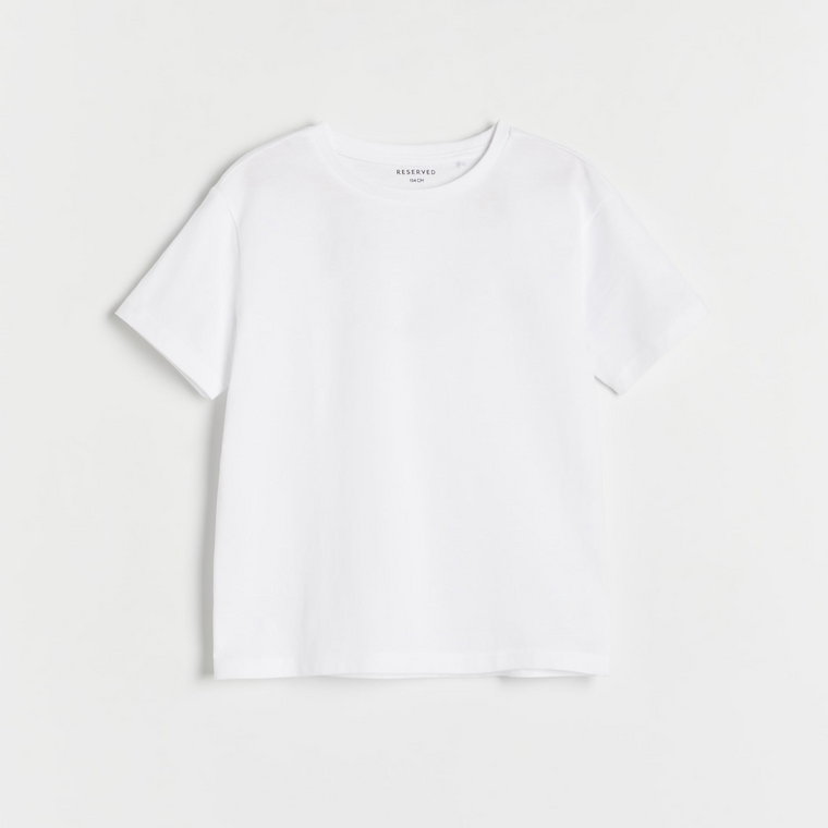 Reserved - Bawełniany t-shirt basic - biały