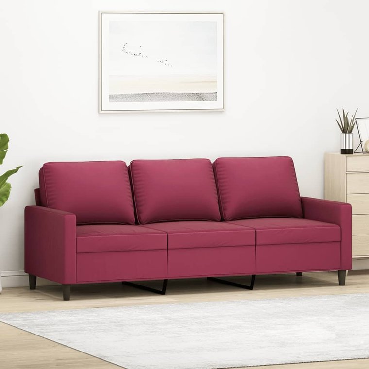 vidaXL Sofa 3-osobowa, winna czerwień, 180 cm, obita aksamitem