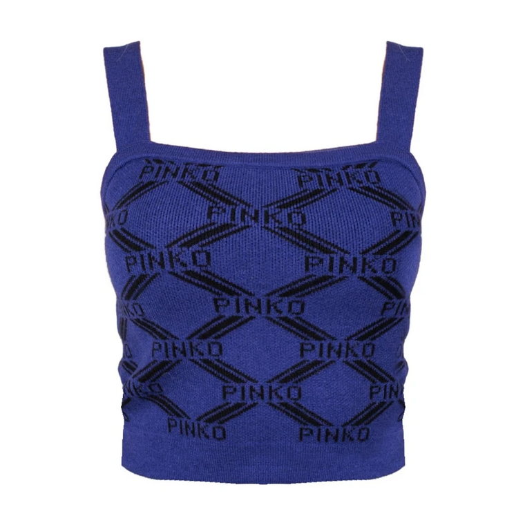 Dopasowany Tank Top z Logo Marki Pinko