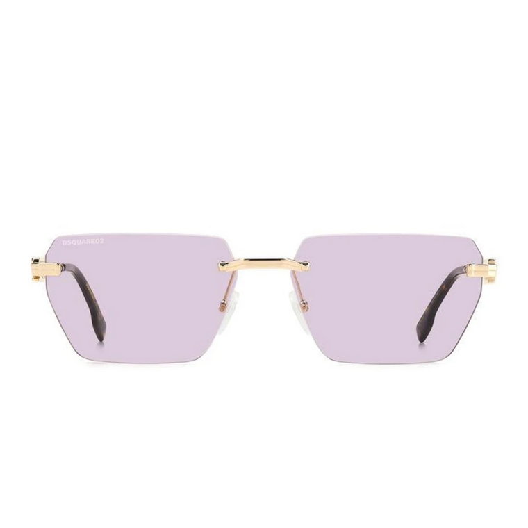 Nowoczesne casualowe okulary przeciwsłoneczne z ramką w kolorze złota i jasnoróżowymi soczewkami Dsquared2