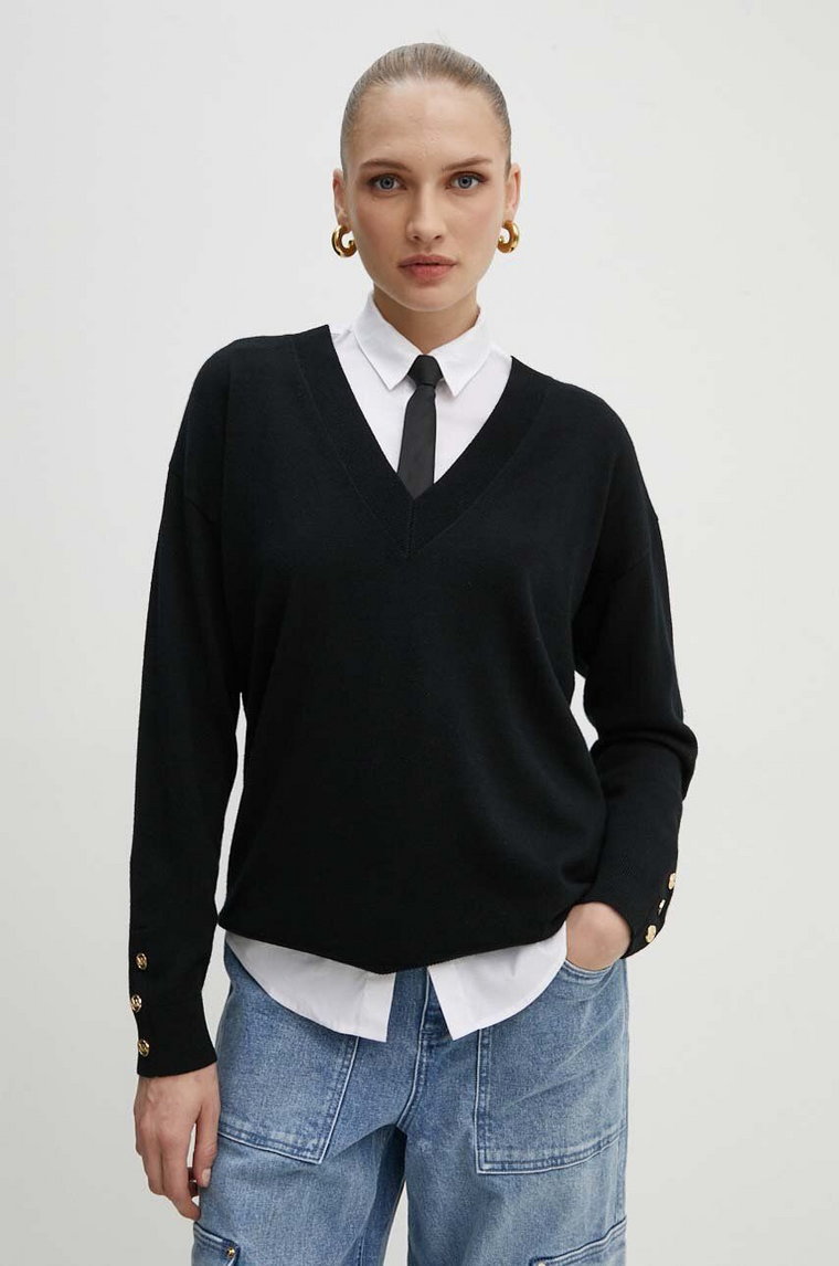MICHAEL Michael Kors sweter wełniany damski kolor czarny lekki MT460YB4VR