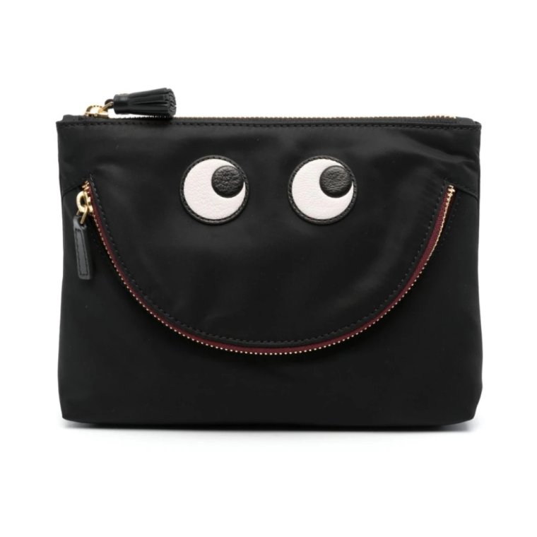 Czarna torba z Econyl i plastrami na oczy Anya Hindmarch