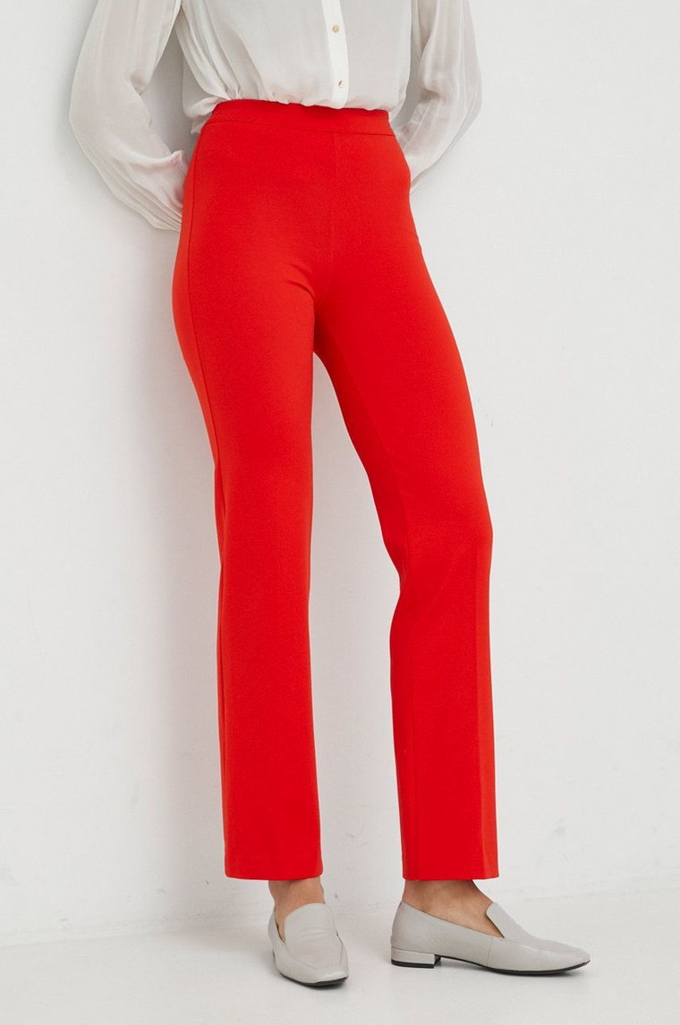 United Colors of Benetton spodnie damskie kolor czerwony proste high waist