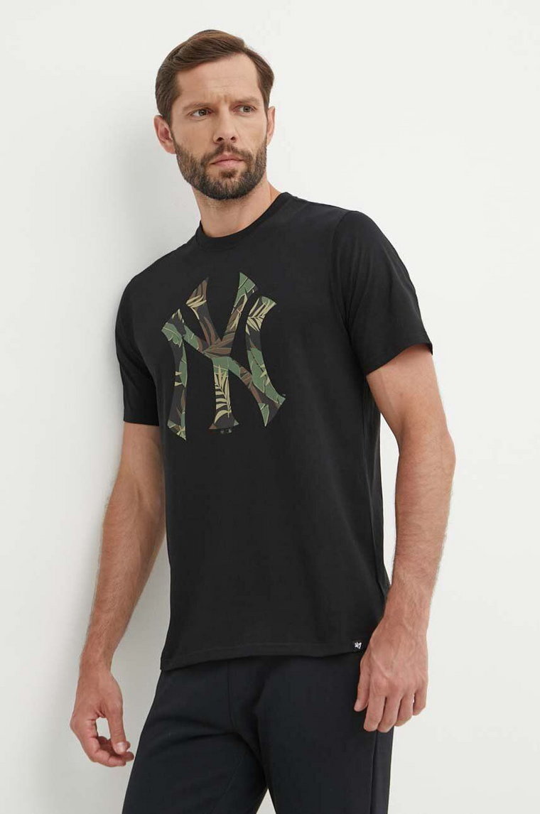 47 brand t-shirt bawełniany MLB New York Yankees męski kolor czarny z nadrukiem BB017TEMECH610489JK
