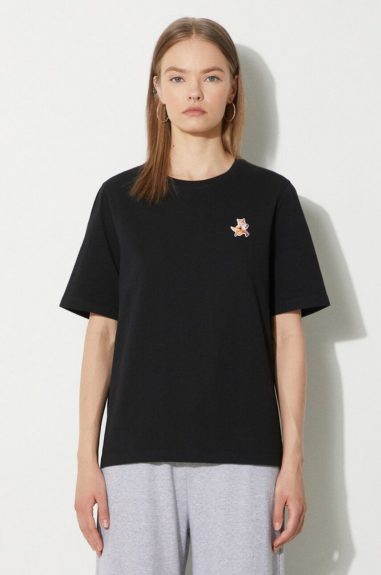 Maison Kitsuné t-shirt bawełniany Speedy Fox Patch Comfort Tee Shirt damski kolor czarny MW00119KJ0008