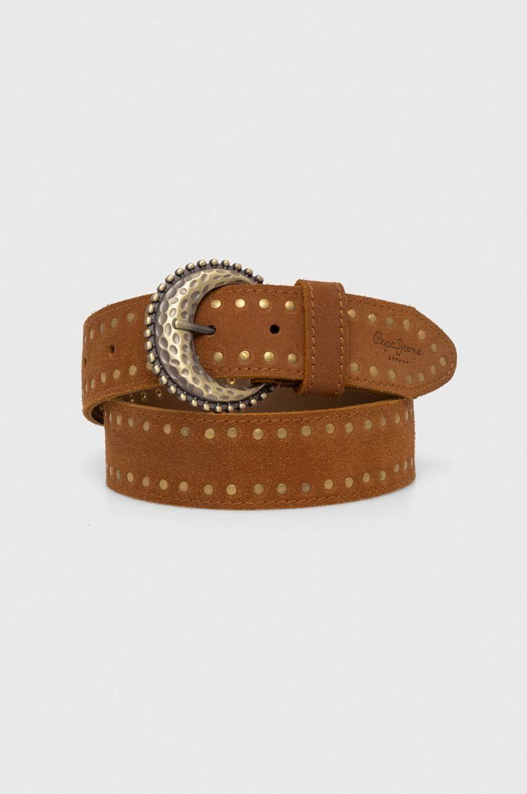 Pepe Jeans pasek zamszowy CANDY BELT kolor brązowy PL020848