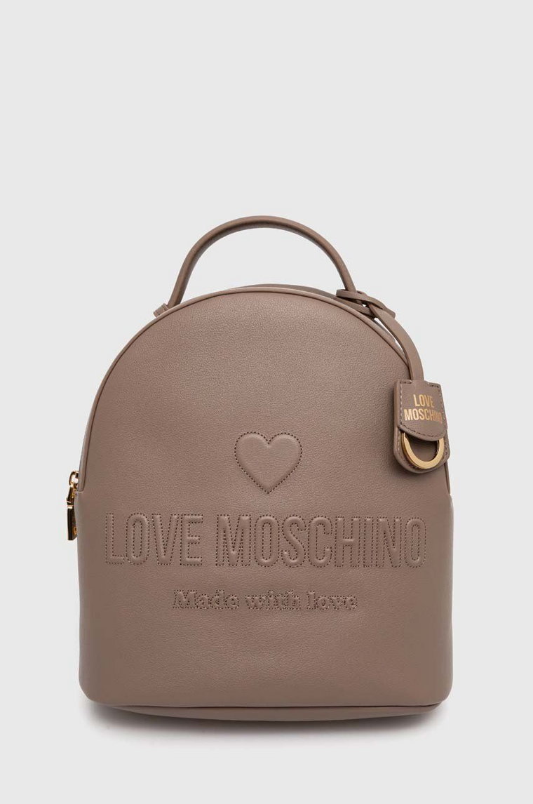 Love Moschino plecak skórzany damski kolor beżowy mały gładki JC4116PP1LL1000A