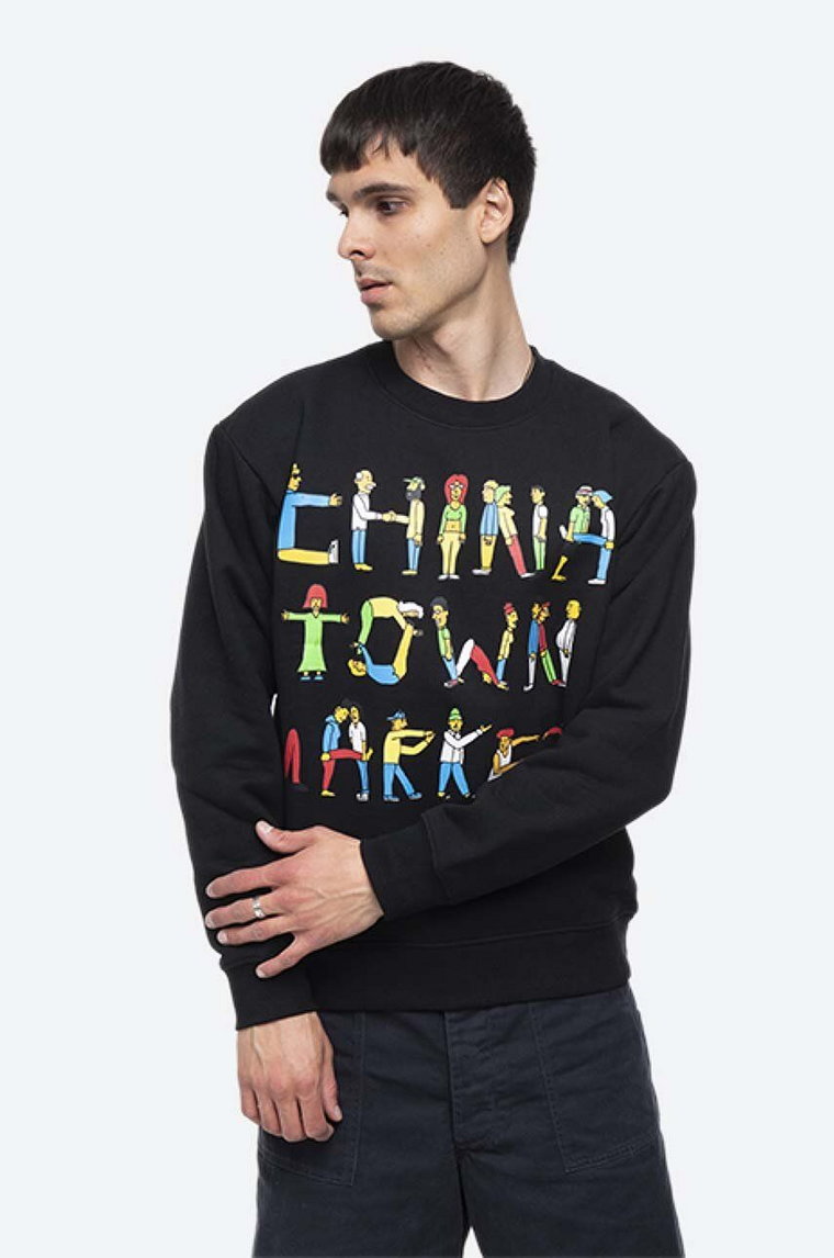 Market bluza bawełniana Chinatown Market City Aerobics Crewneck męska kolor czarny z nadrukiem CTM1960064.0001-CZARNY