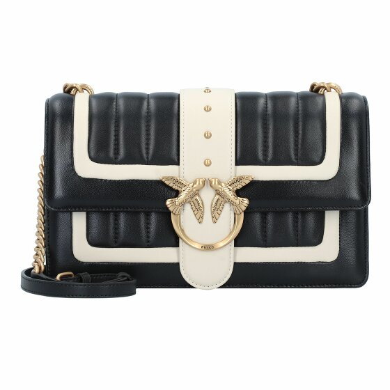 PINKO Love one Classic Torba na ramię Skórzany 27 cm nero-bianco-antique gold