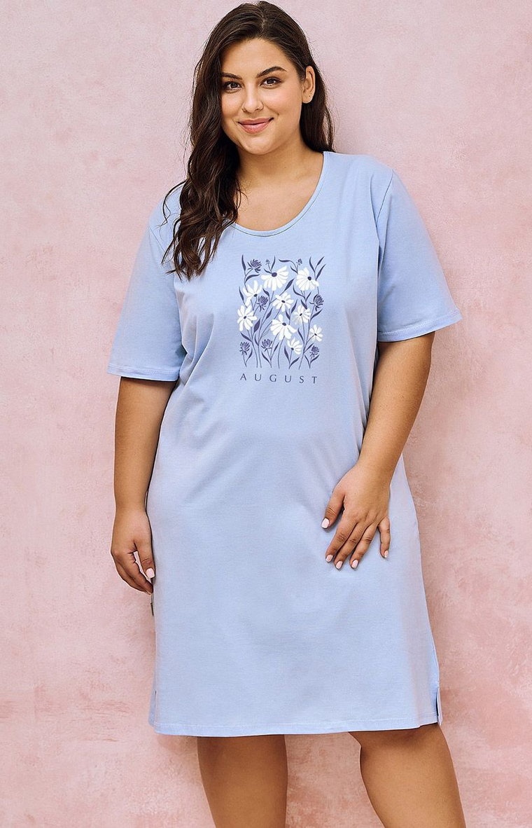 Bawełniana koszula damska plus size Viviana 3164, Kolor niebieski, Rozmiar XXL, Taro