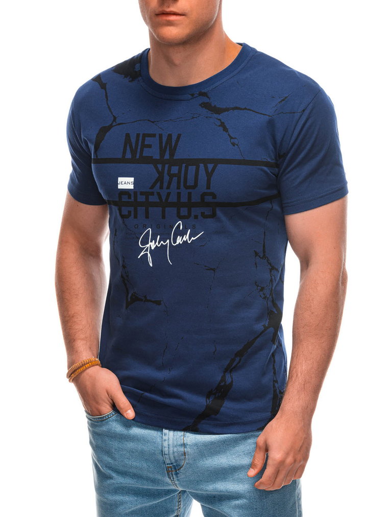 T-shirt męski z nadrukiem S1957 - ciemnoniebieski