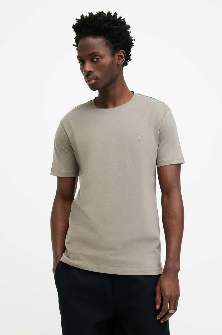 AllSaints t-shirt bawełniany BRACE SS CREW męski kolor szary gładki MD131G