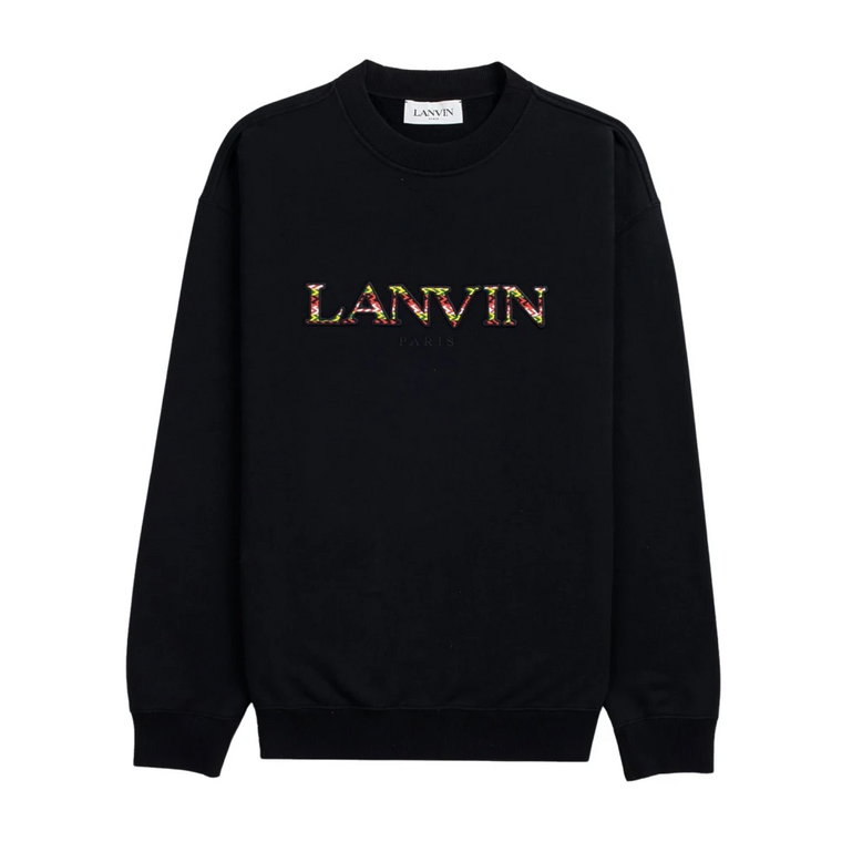 Klasyczne czarne swetry z haftowanym wzorem logo Lanvin