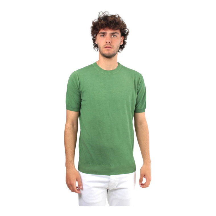 Zielony T-shirt z okrągłym dekoltem Kangra