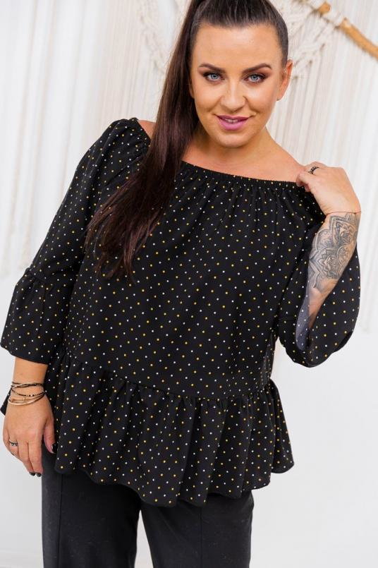 Czarna Bluzka LOREZIA Wzór 1 Plus Size