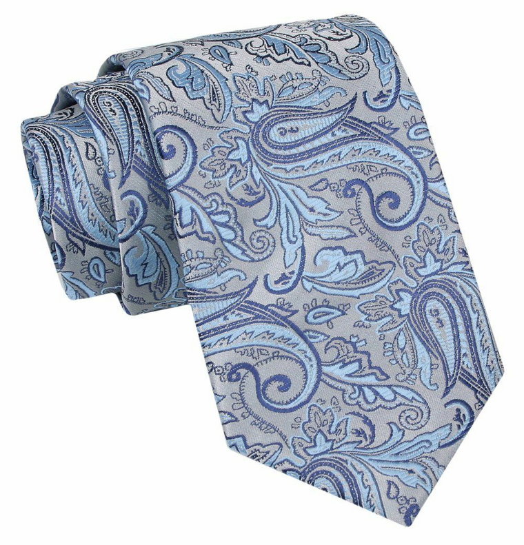 Klasyczny Męski Krawat - ALTIES - Niebieski Motyw Kwiatowy