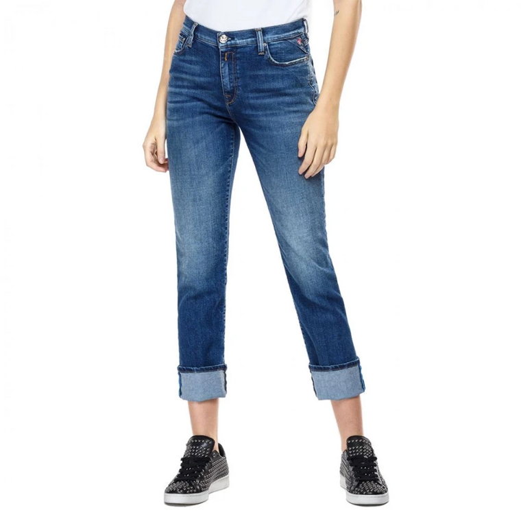 Proste jeansy o skróconej długości w kolorzeiebieskim Replay