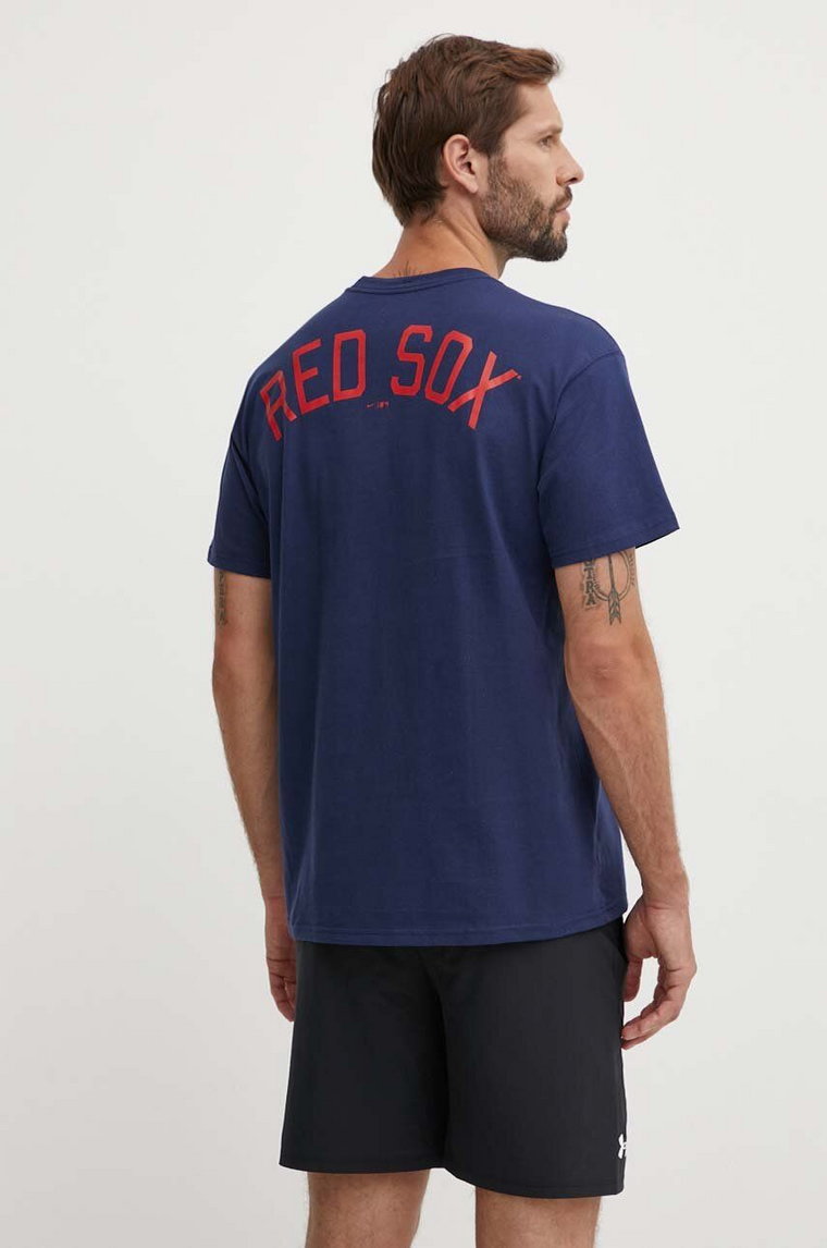 Nike t-shirt bawełniany Boston Red Sox męski kolor granatowy z nadrukiem