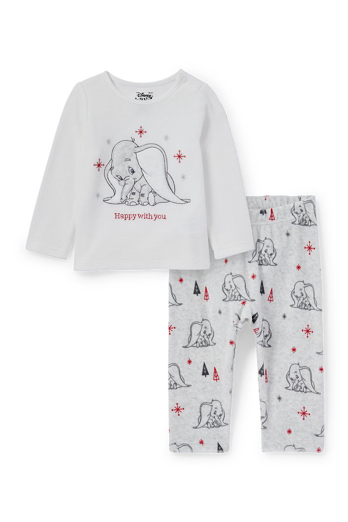 C&A Dumbo-niemowlęca piżama na zimę-2 części, Biały, Rozmiar: 86