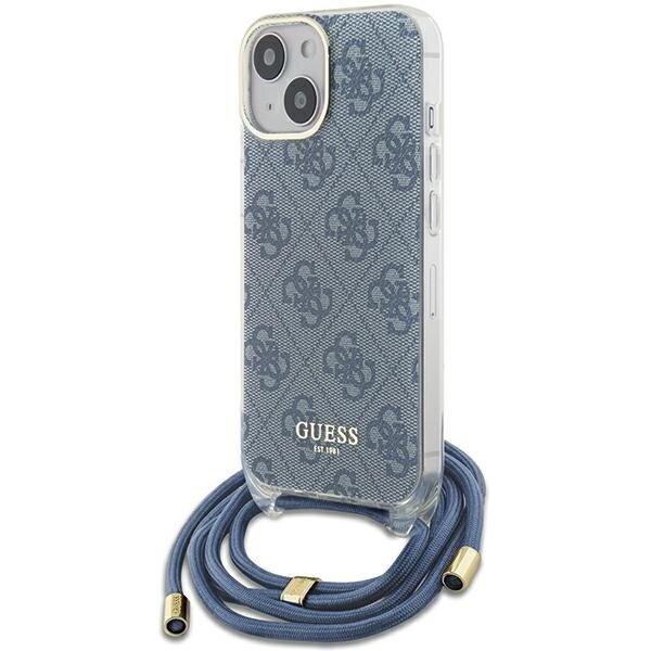 Guess GUHCP15SHC4SEB iPhone 15 / 14 / 13 6.1" niebieski/blue hardcase Crossbody Cord 4G Print