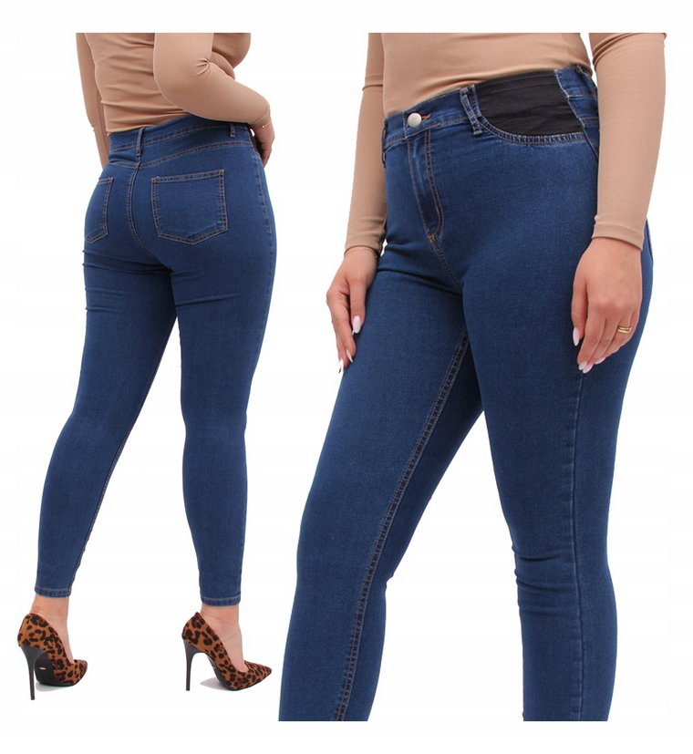 Spodnie Jeans Damskie jegginsy z wysokim stanem 48