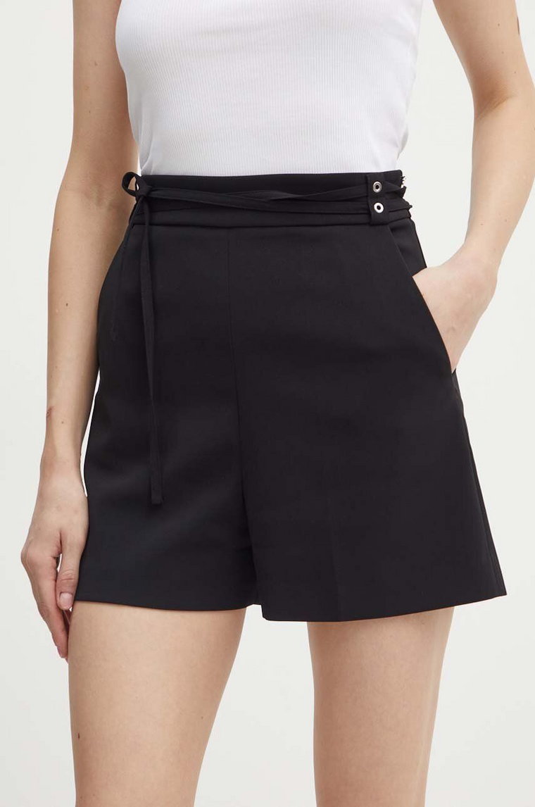 Patrizia Pepe szorty damskie kolor czarny gładkie high waist 8P0654 A6F5