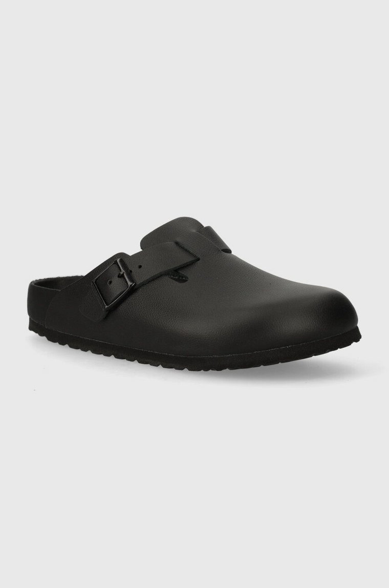 Birkenstock klapki skórzane Boston damskie kolor czarny 1026789