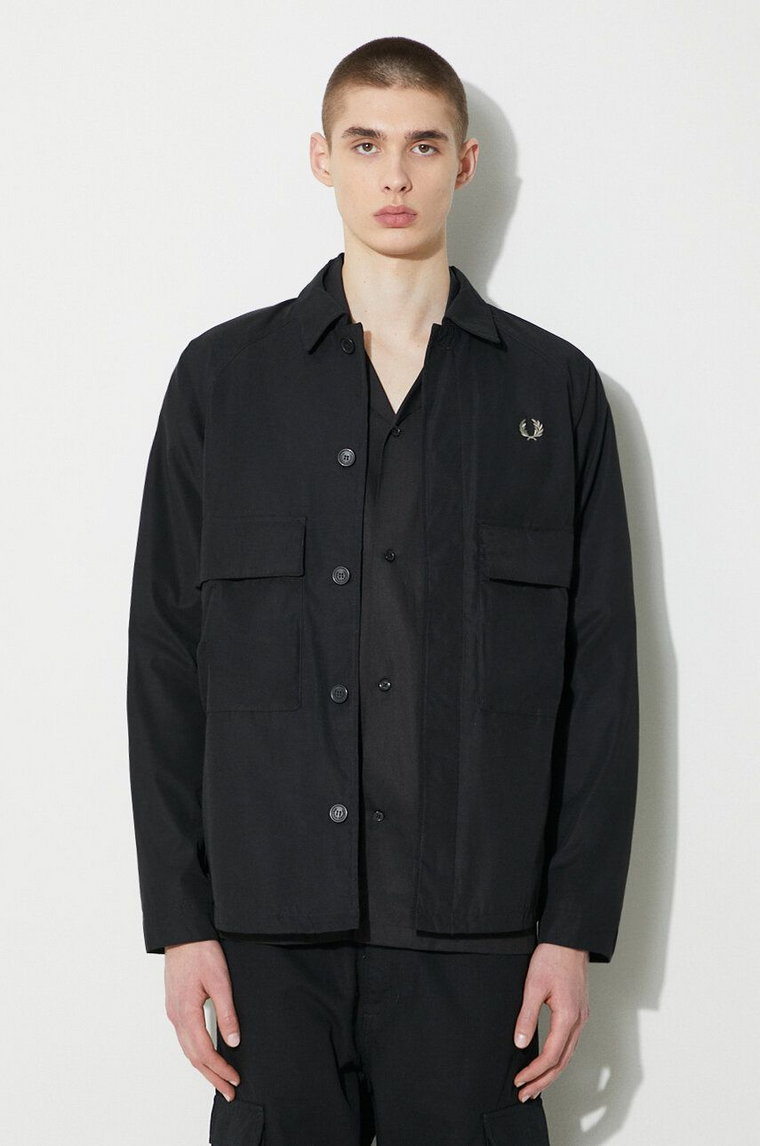 Fred Perry kurtka Utility Overshirt męska kolor czarny przejściowa oversize M6572.102