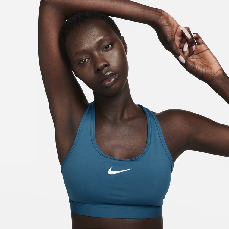 Damski stanik sportowy z wkładkami Nike Swoosh Medium Support - Zieleń