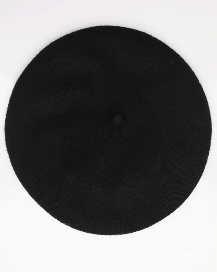 GŁADKI BERET Z WEŁNY 135-C2046 BLACK