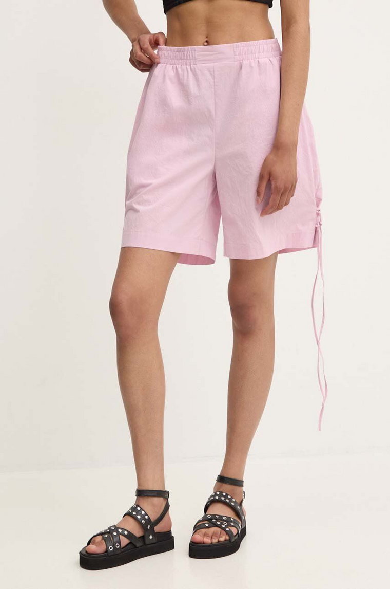 Answear Lab szorty bawełniane kolor różowy gładkie high waist