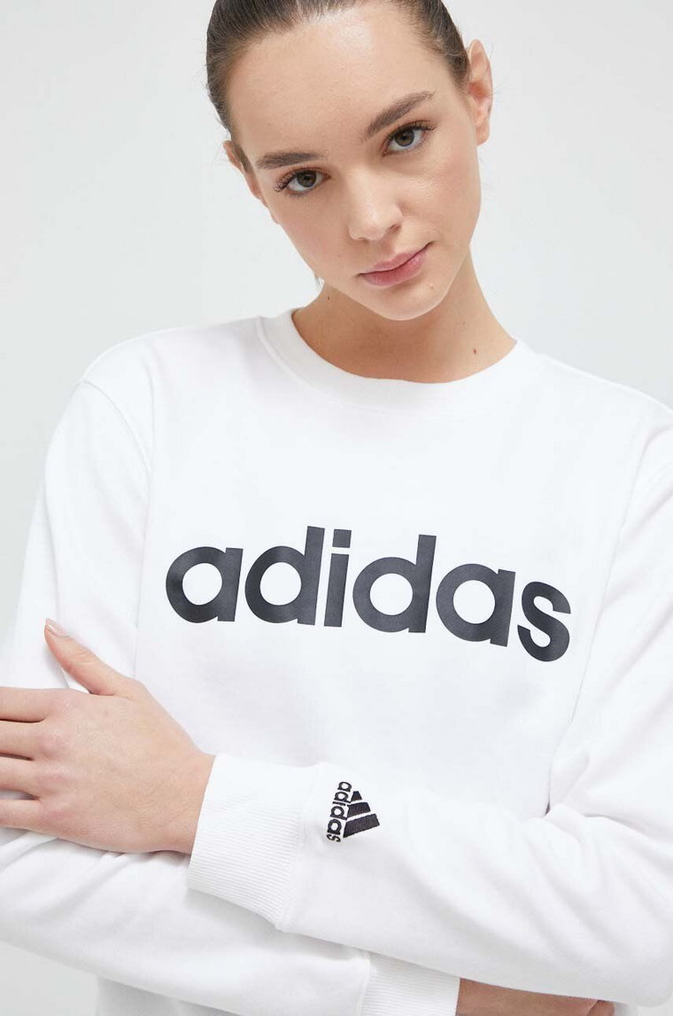 adidas bluza bawełniana damska kolor biały z nadrukiem IC6879