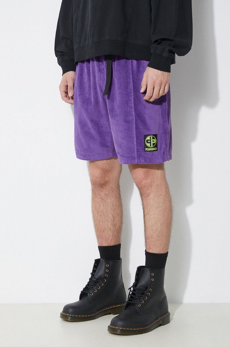 PLEASURES szorty sztruksowe Flip Corduroy Shorts kolor fioletowy P24SP020.PURPLE