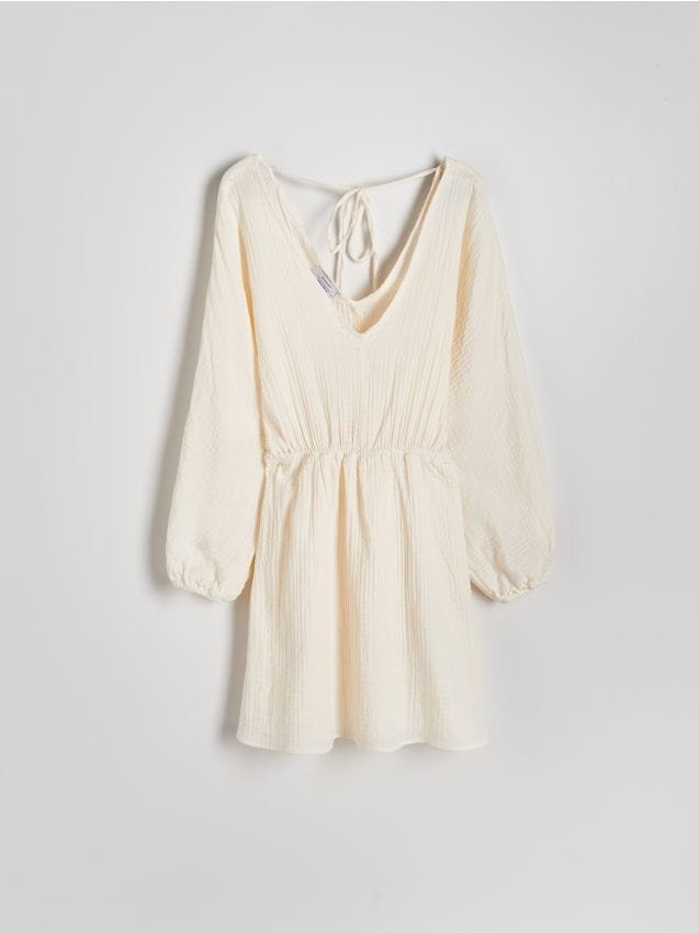 Reserved - Muślinowa sukienka - złamana biel