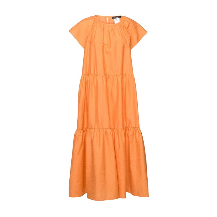 Pomarańczowa Sukienka Maxi z Lnu i Bawełny Max Mara
