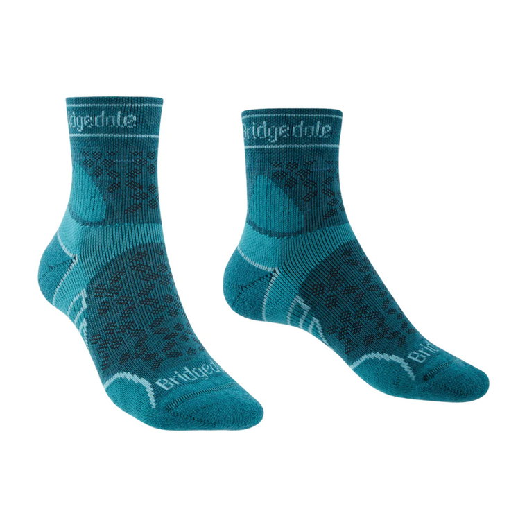 Damskie skarpety do biegania Bridgedale Lightweight T2 Merino Sport 3/4 Crew teal - 35-37