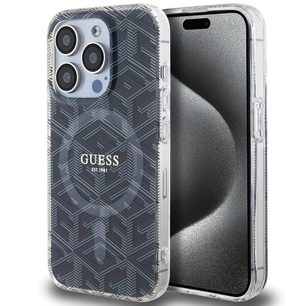 Guess GUHMP15LHGCUSTGK iPhone 15 Pro 6.1" czarny/black hardcase IML GCube MagSafe