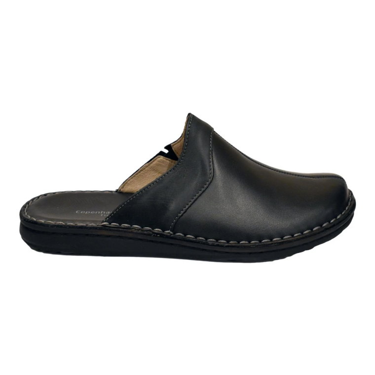 Czarny Skórzany Kapcie dla Mężczyzn Copenhagen Shoes