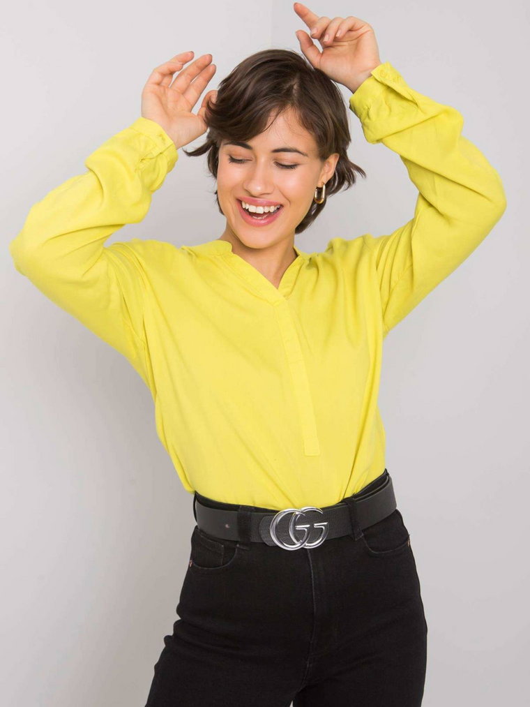 Koszula koszulowa limonkowy casual dekolt w kształcie V rękaw długi