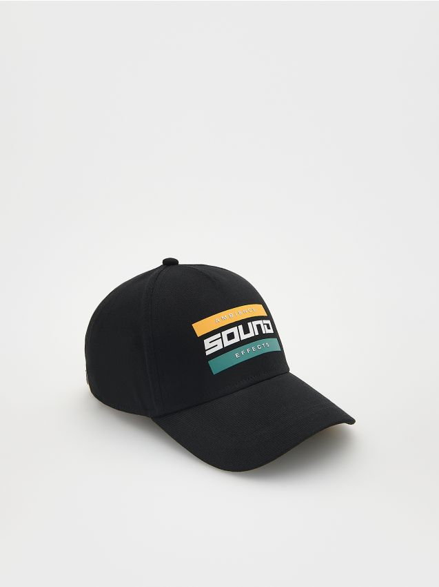 Reserved - Bawełniana czapka z daszkiem - czarny