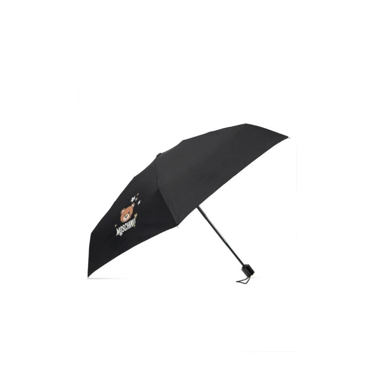 Czarny Parasol z Logo Moschino